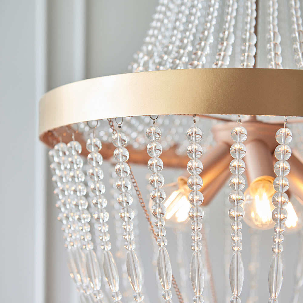 Endon Celine 5 Light Pendant - Rose Gold Paint & Clear Glass