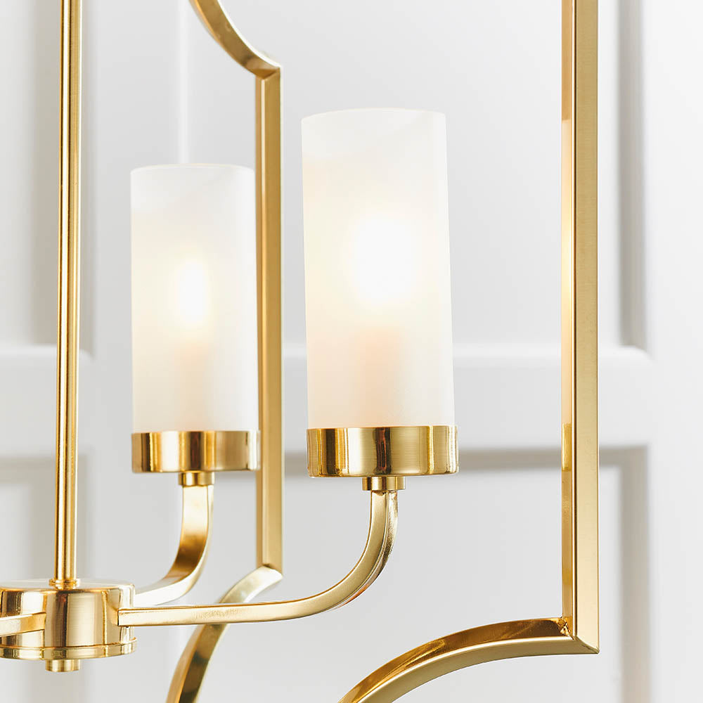Endon Edrea 4 Light Pendant - Satin Brass Plate & Frosted Glass