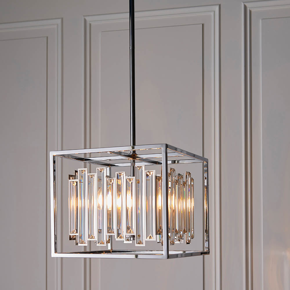 Endon Acadia 4 Light Pendant - Clear Crystal & Chrome Plate