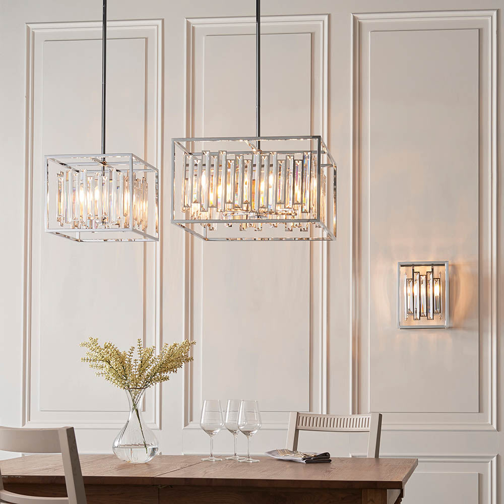 Endon Acadia 4 Light Pendant - Clear Crystal & Chrome Plate