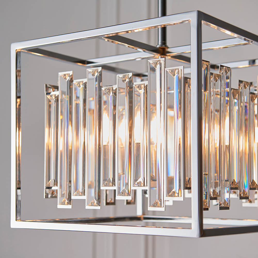Endon Acadia 4 Light Pendant - Clear Crystal & Chrome Plate