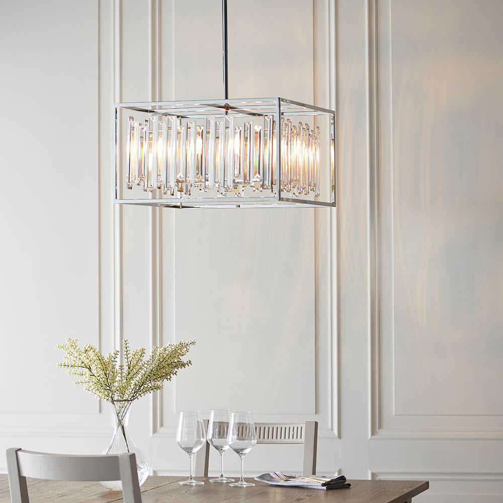 Endon Acadia 6 Light Pendant - Clear Crystal & Chrome Plate