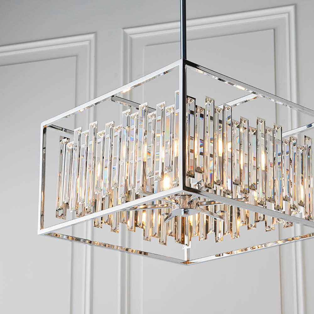 Endon Acadia 6 Light Pendant - Clear Crystal & Chrome Plate