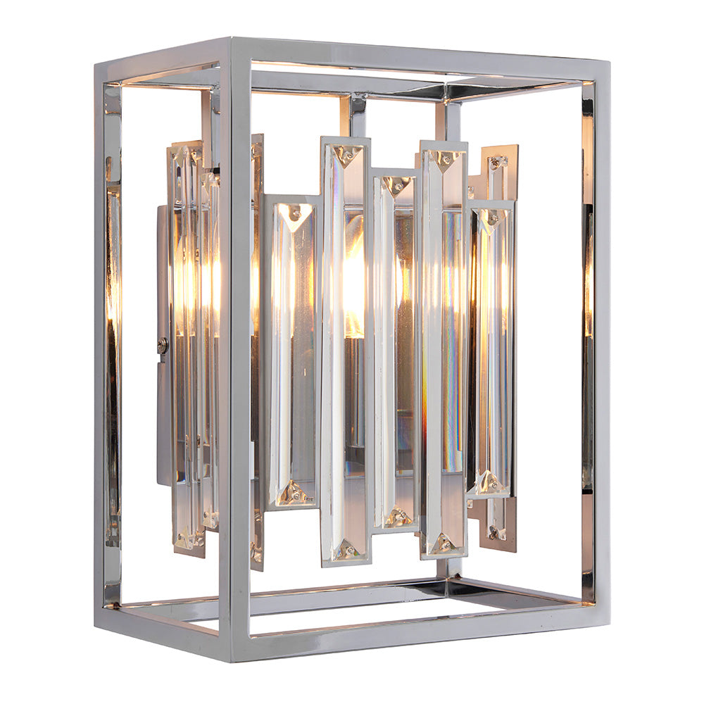 Endon Acadia Single Light Wall Light - Clear Crystal & Chrome Plate