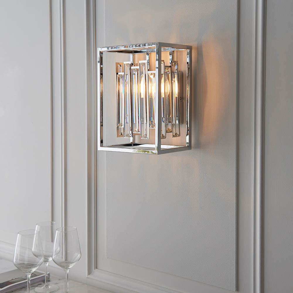 Endon Acadia Single Light Wall Light - Clear Crystal & Chrome Plate