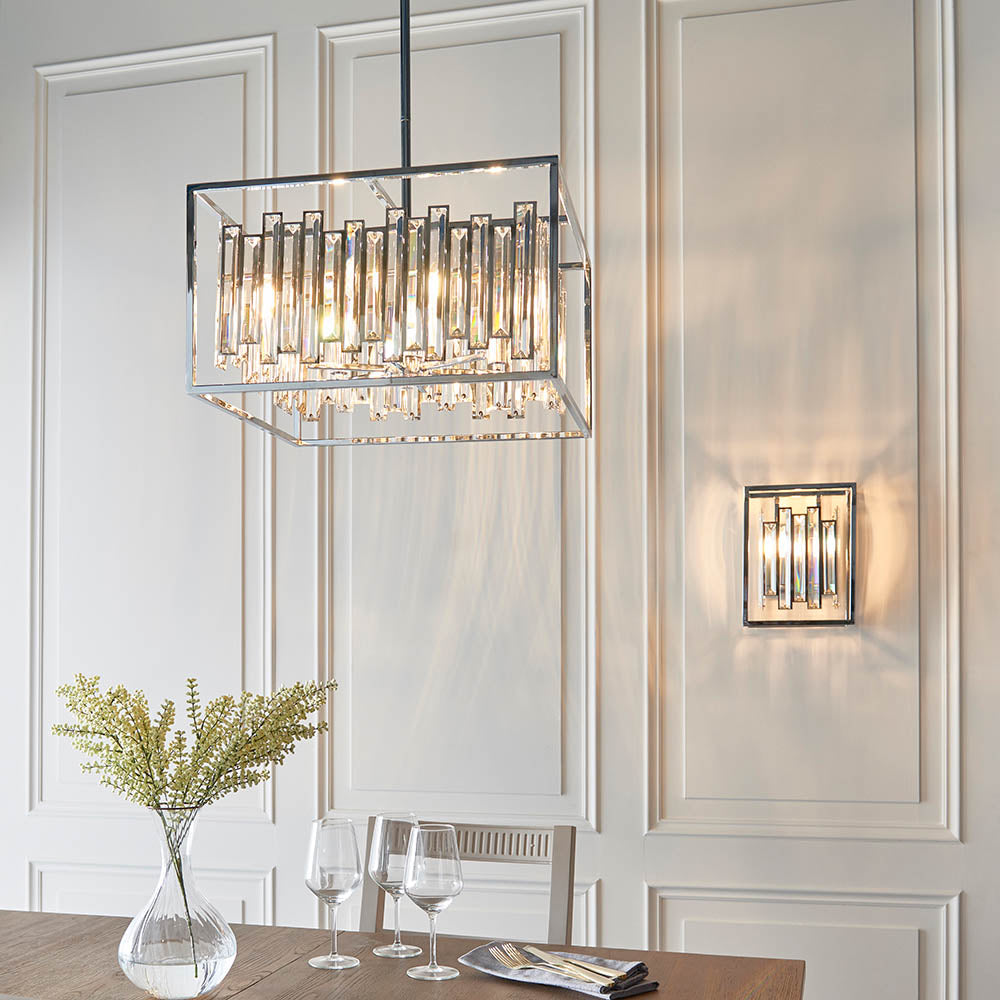 Endon Acadia Single Light Wall Light - Clear Crystal & Chrome Plate