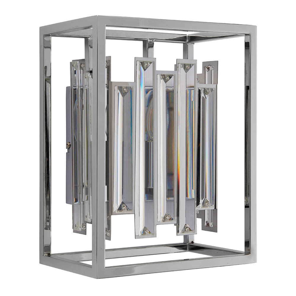 Endon Acadia Single Light Wall Light - Clear Crystal & Chrome Plate