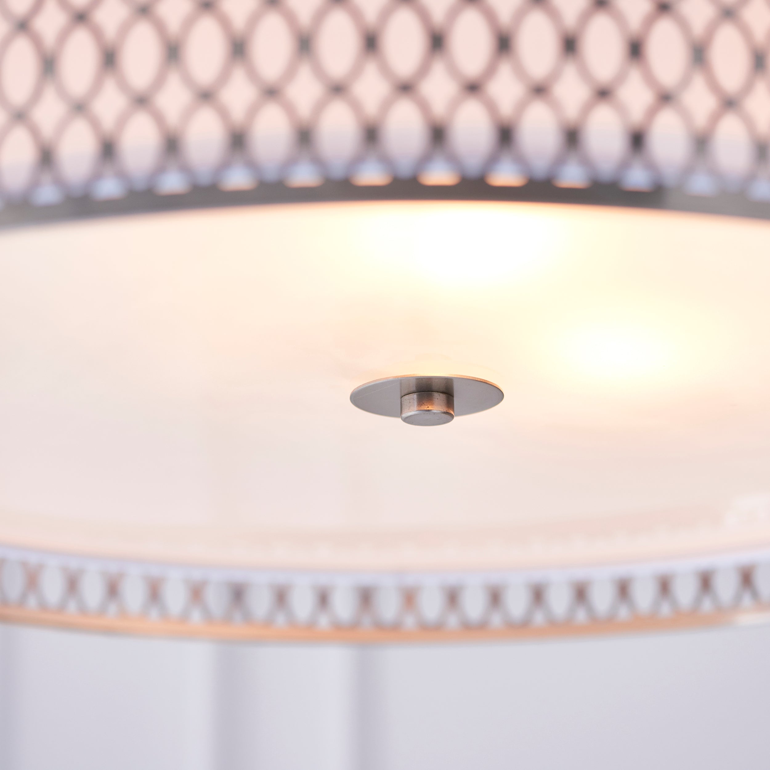 Endon Cordero 3 Light Pendant - Satin Nickel Plate & White Fabric