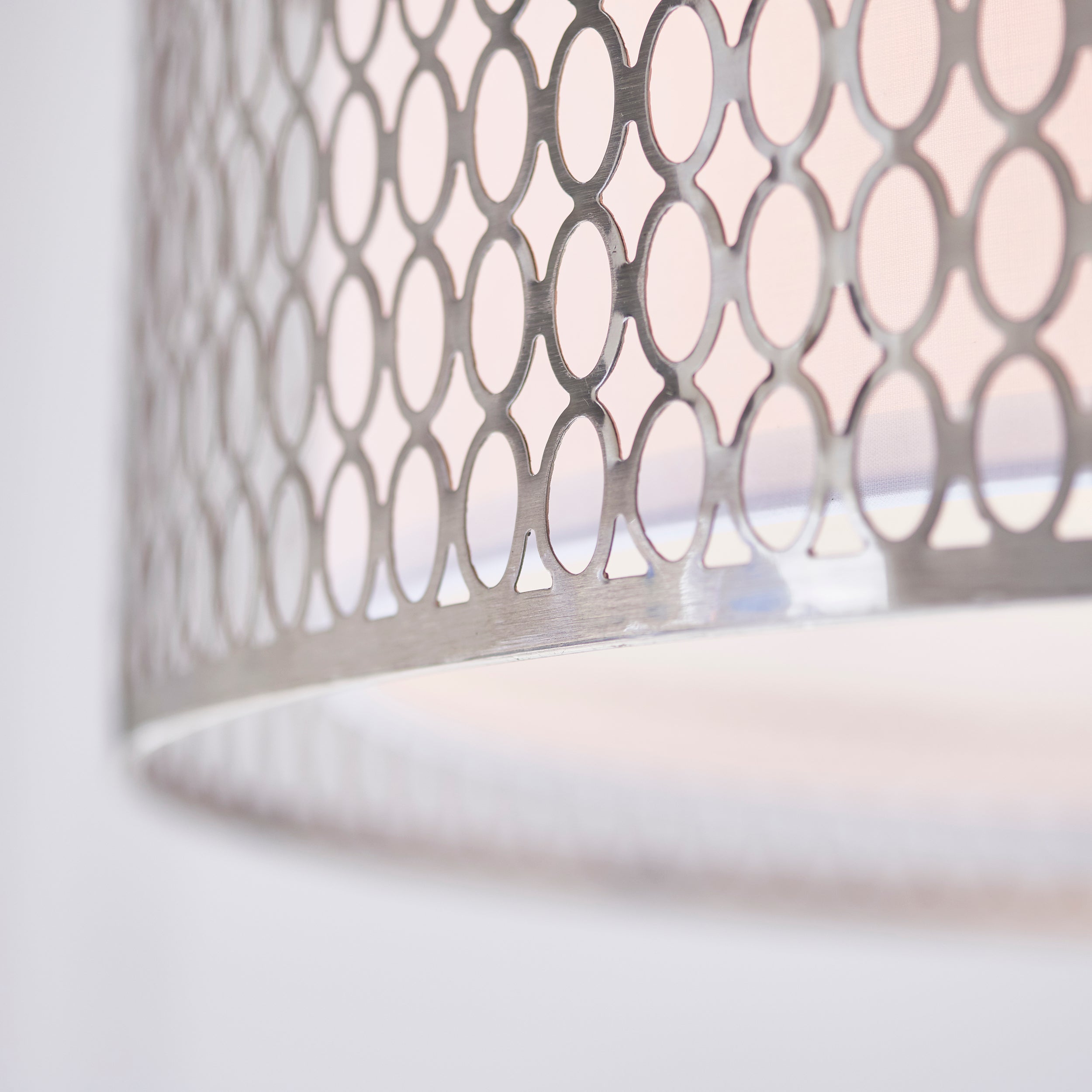 Endon Cordero 3 Light Pendant - Satin Nickel Plate & White Fabric