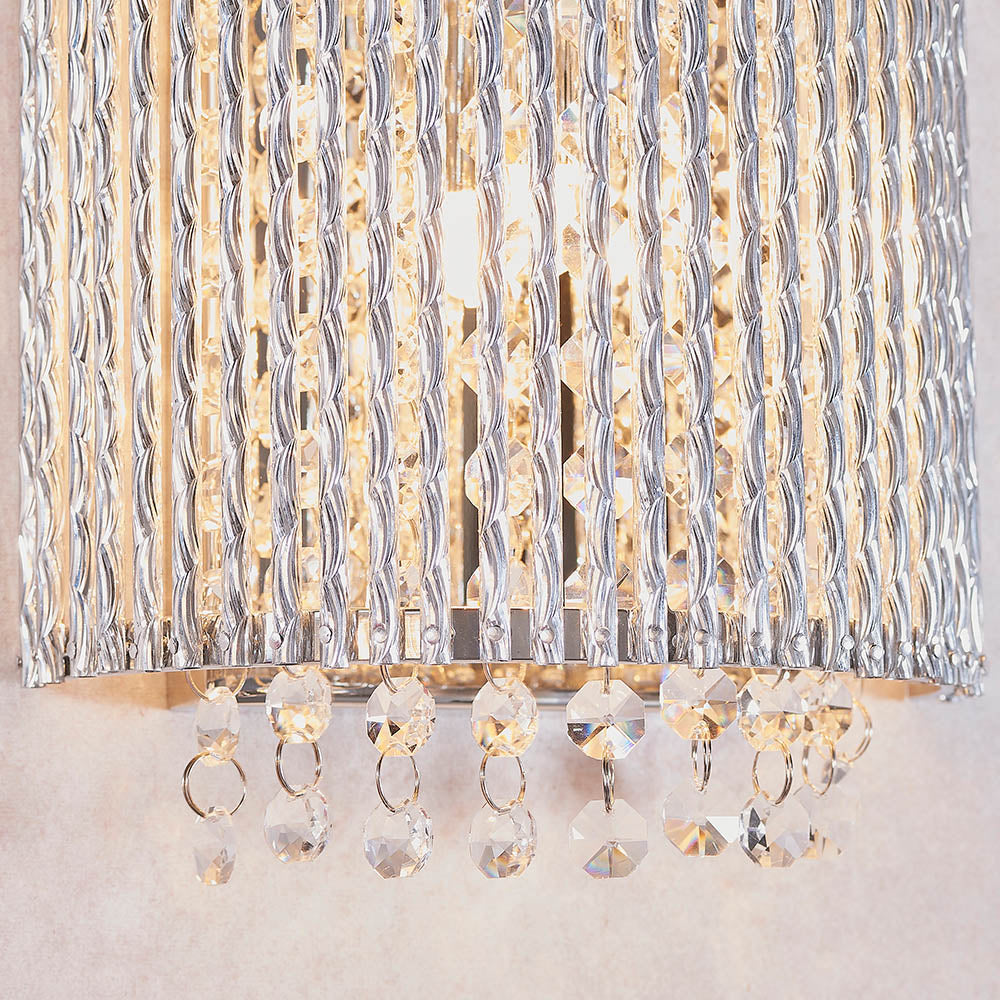 Endon Galina 2 Light Wall Light - Chrome Plate & Clear Crystal