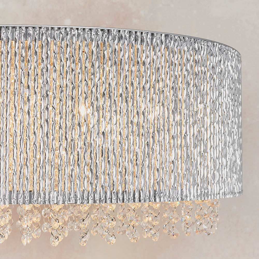 Endon Galina Linear 8 Light Pendant - Chrome Plate & Clear Crystal