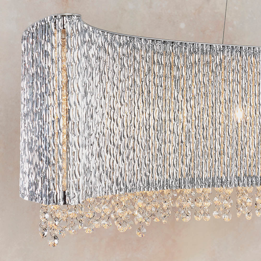 Endon Galina Linear 8 Light Pendant - Chrome Plate & Clear Crystal