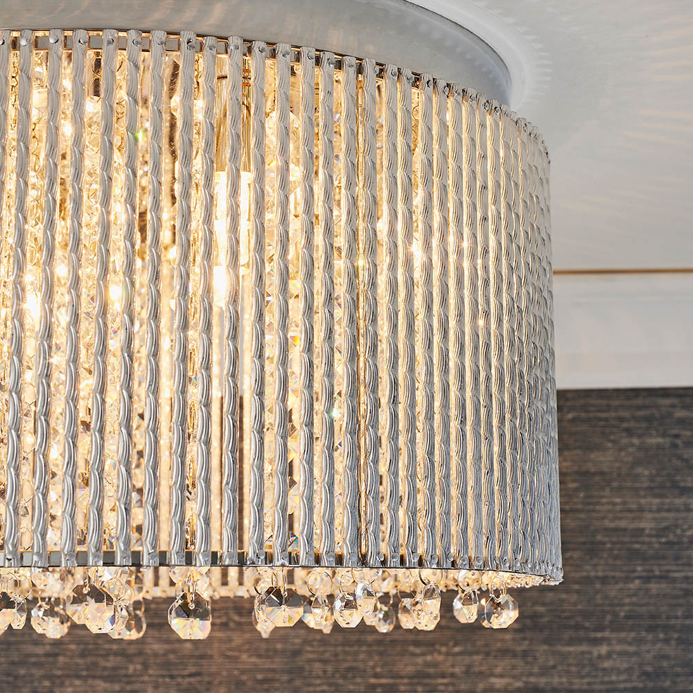 Endon Galina 10 Light Flush Fitting - Chrome Plate & Clear Crystal