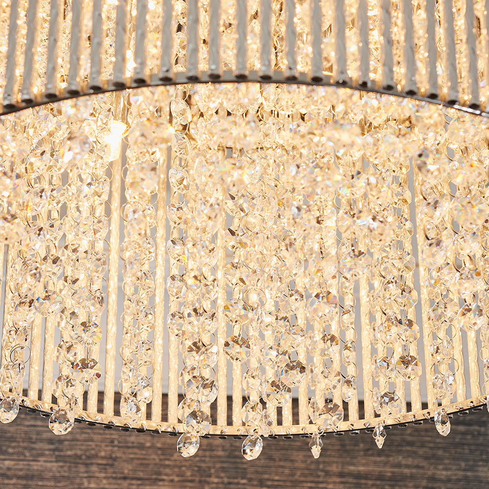 Endon Galina 10 Light Flush Fitting - Chrome Plate & Clear Crystal