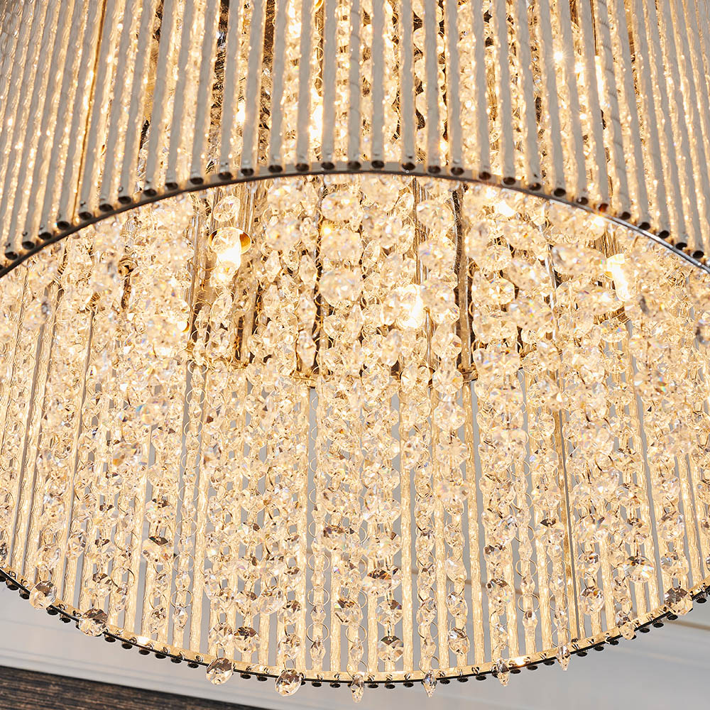 Endon Galina 10 Light Flush Fitting - Chrome Plate & Clear Crystal
