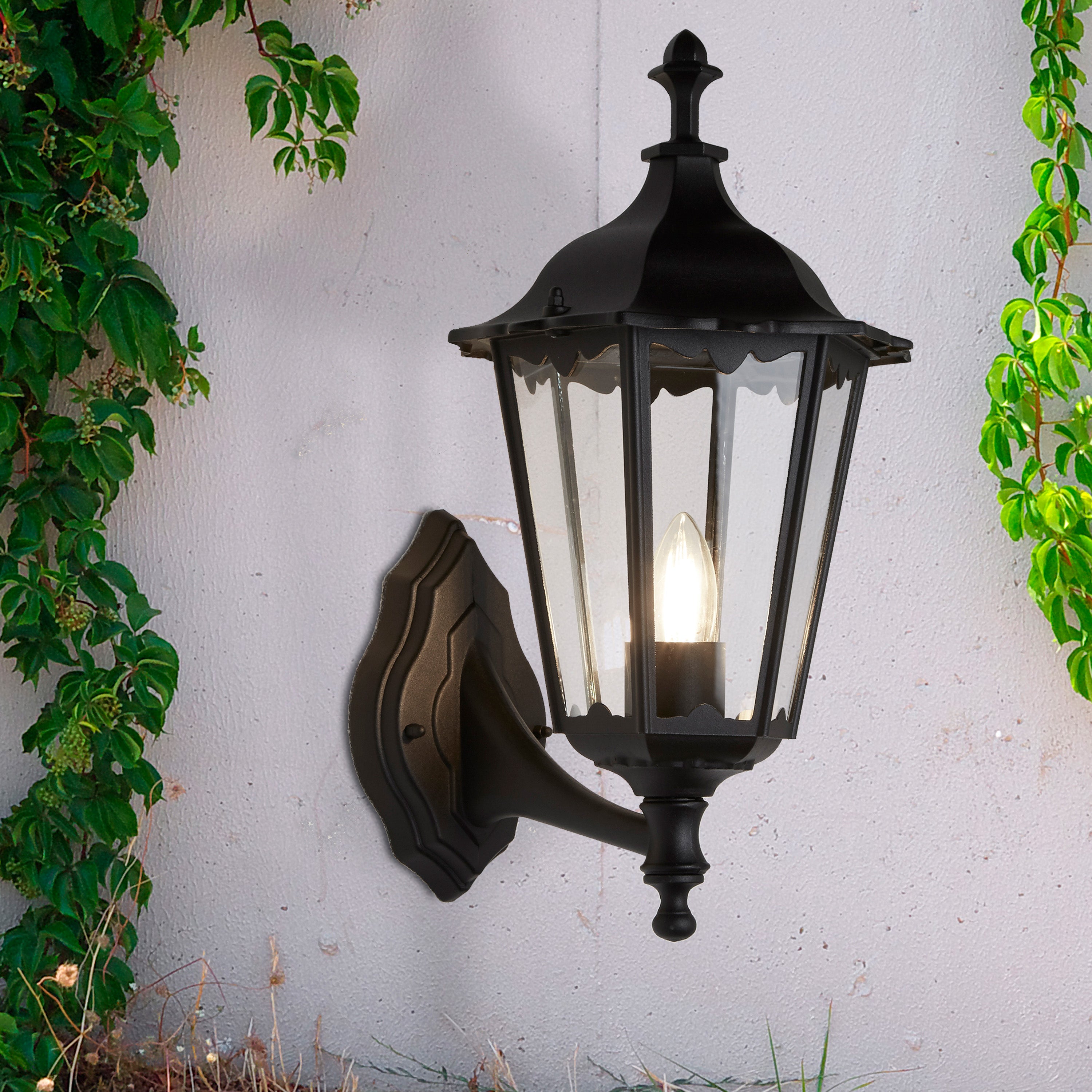 Searchlight Acton Outdoor Up Wall Light - Black - IP44