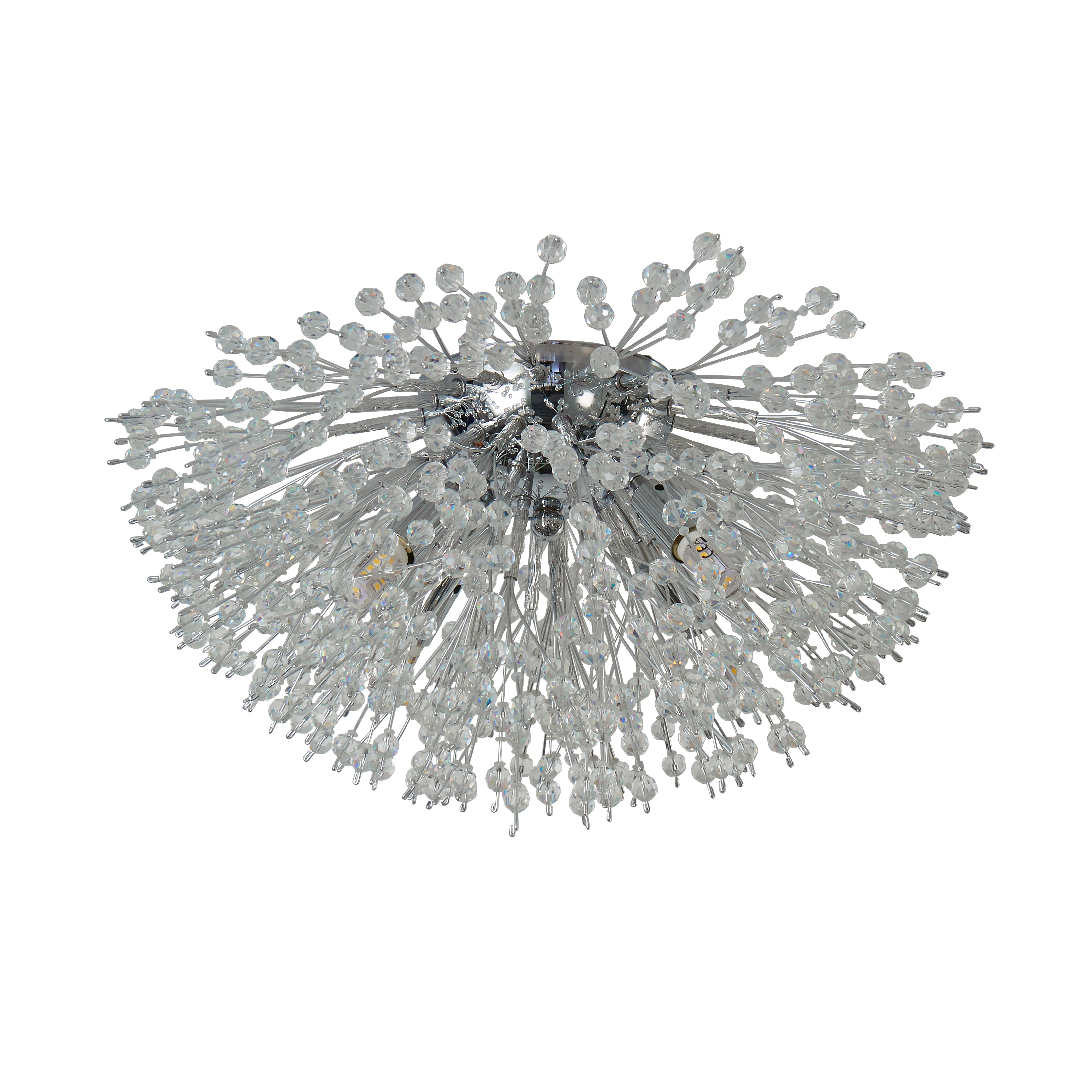 Searchlight Stevenson 4 Light Flush - Chrome & Glass Beads