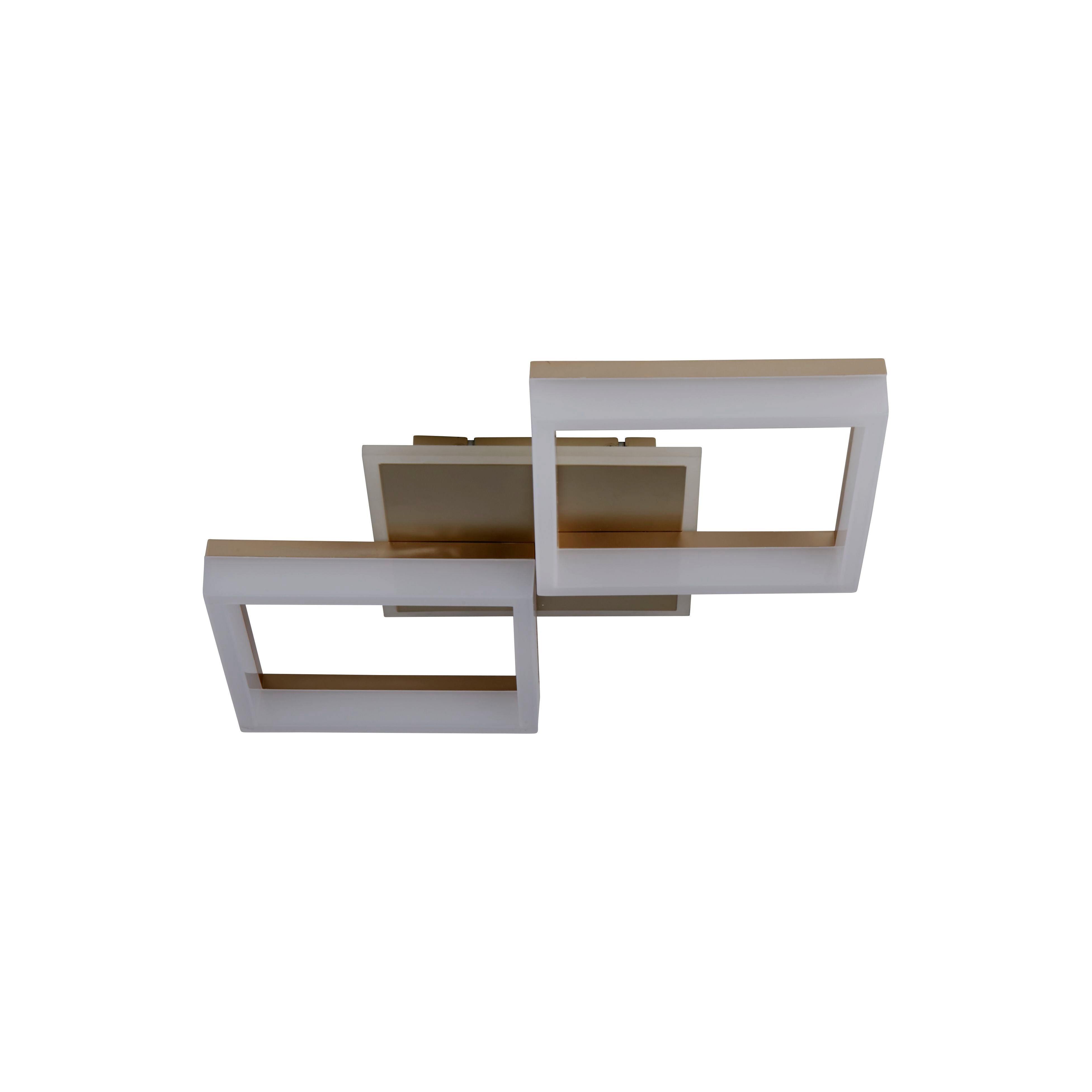 Searchlight Fence LED flush ceiling light in gold, angled studio shot from a slightly different angle showing the layered frame construction