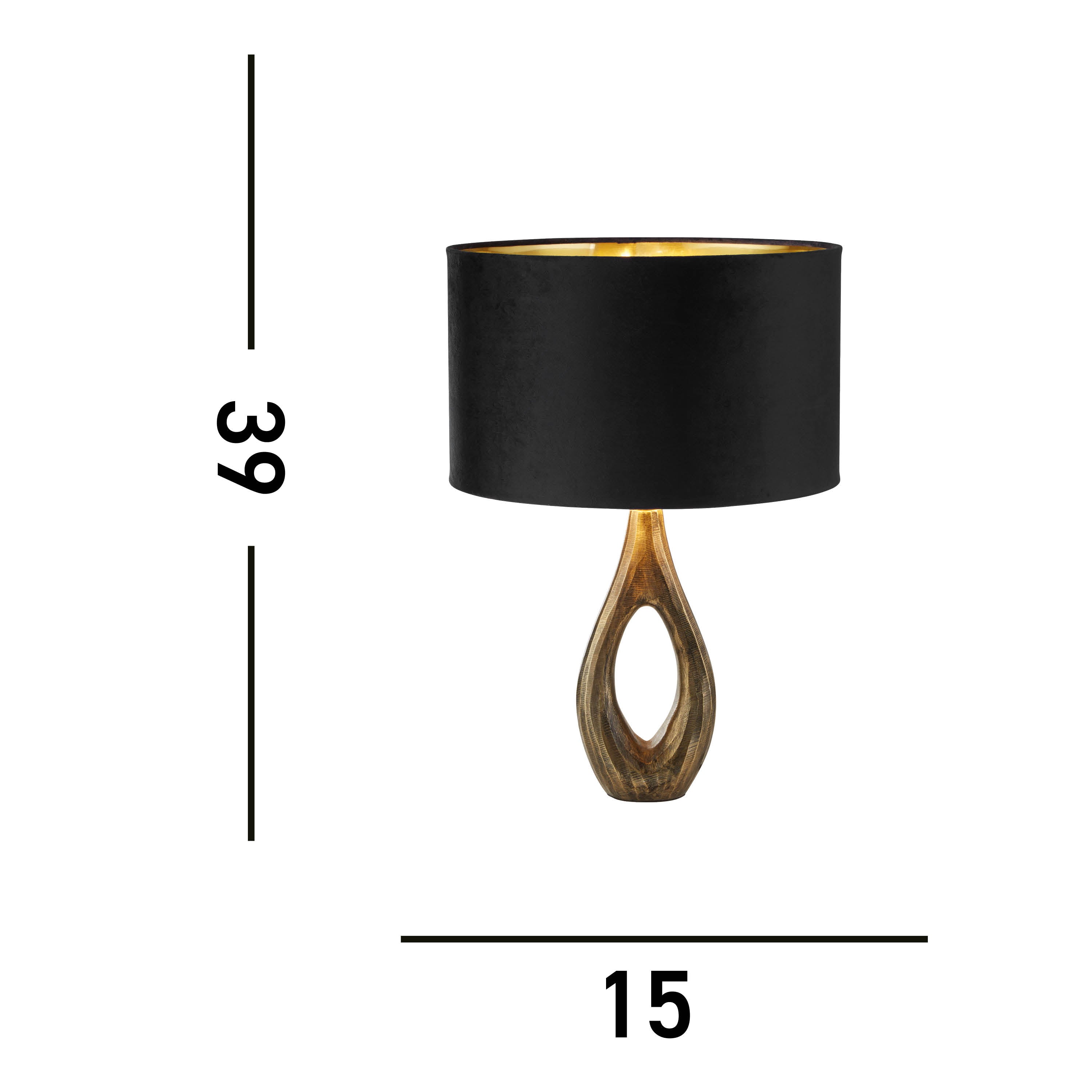 Searchlight Brock Table Lamp - Antique Brass & Black Velvet Shade