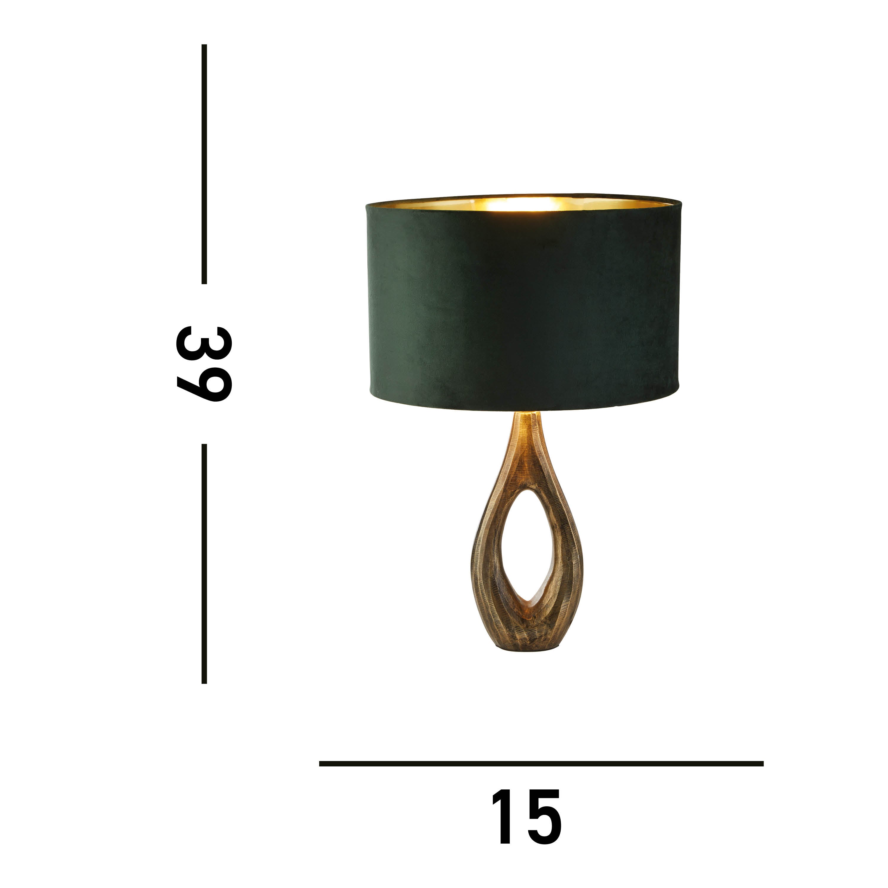 Searchlight Brock Table Lamp - Antique Brass & Green Velvet Shade
