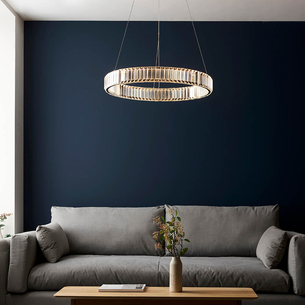 Utopia Sabo LED Ring Pendant - Clear Crystal Glass