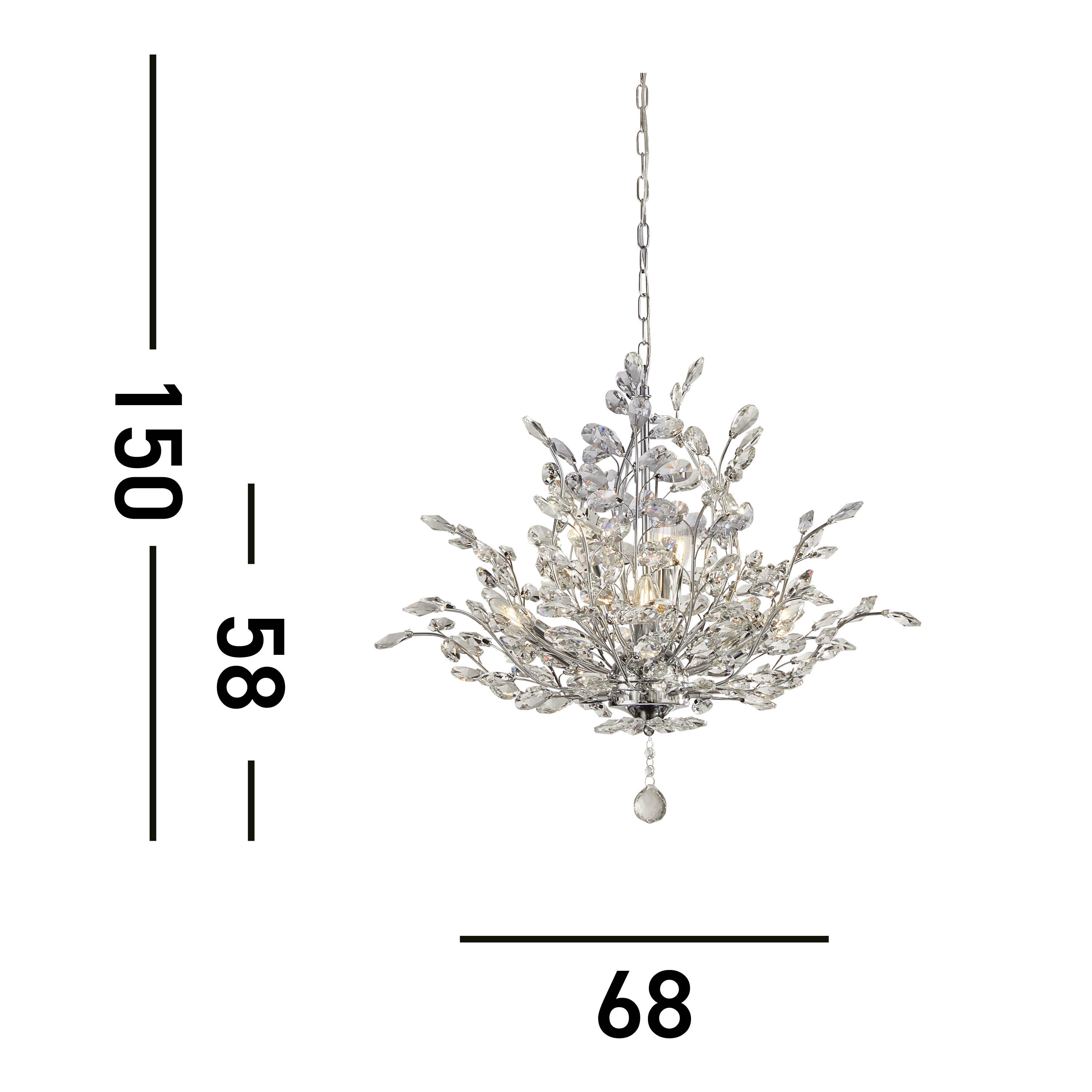 Searchlight Byford 7 Light Ceiling Pendant - Chrome & Crystal Glass