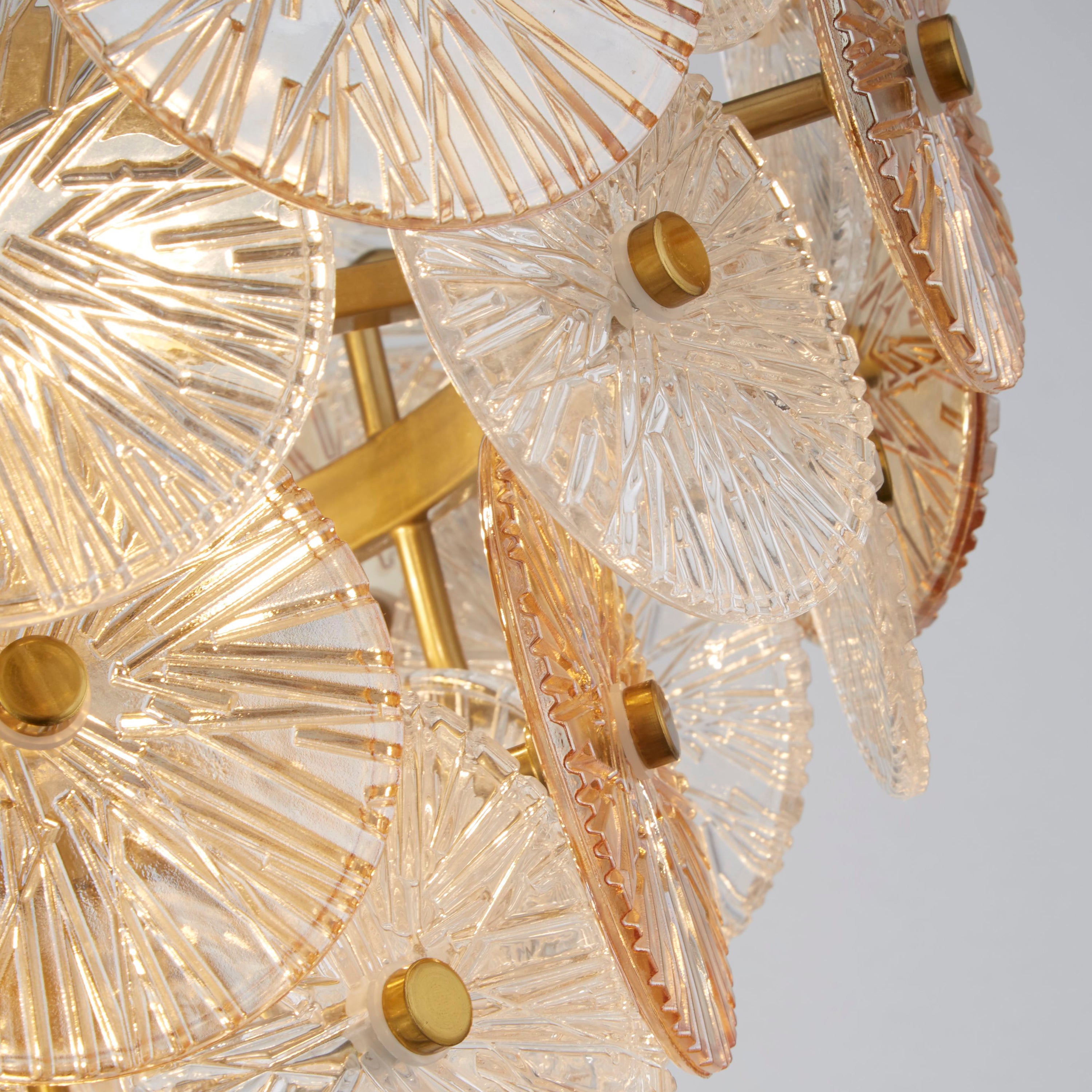 Searchlight Woodbine 5 Light Pendant - Bronze, Clear & Amber Glass