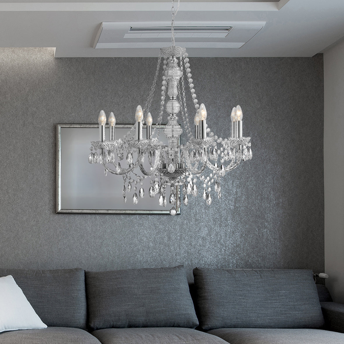 Searchlight Maple 8 Light Pendant - Clear Glass & Acrylic