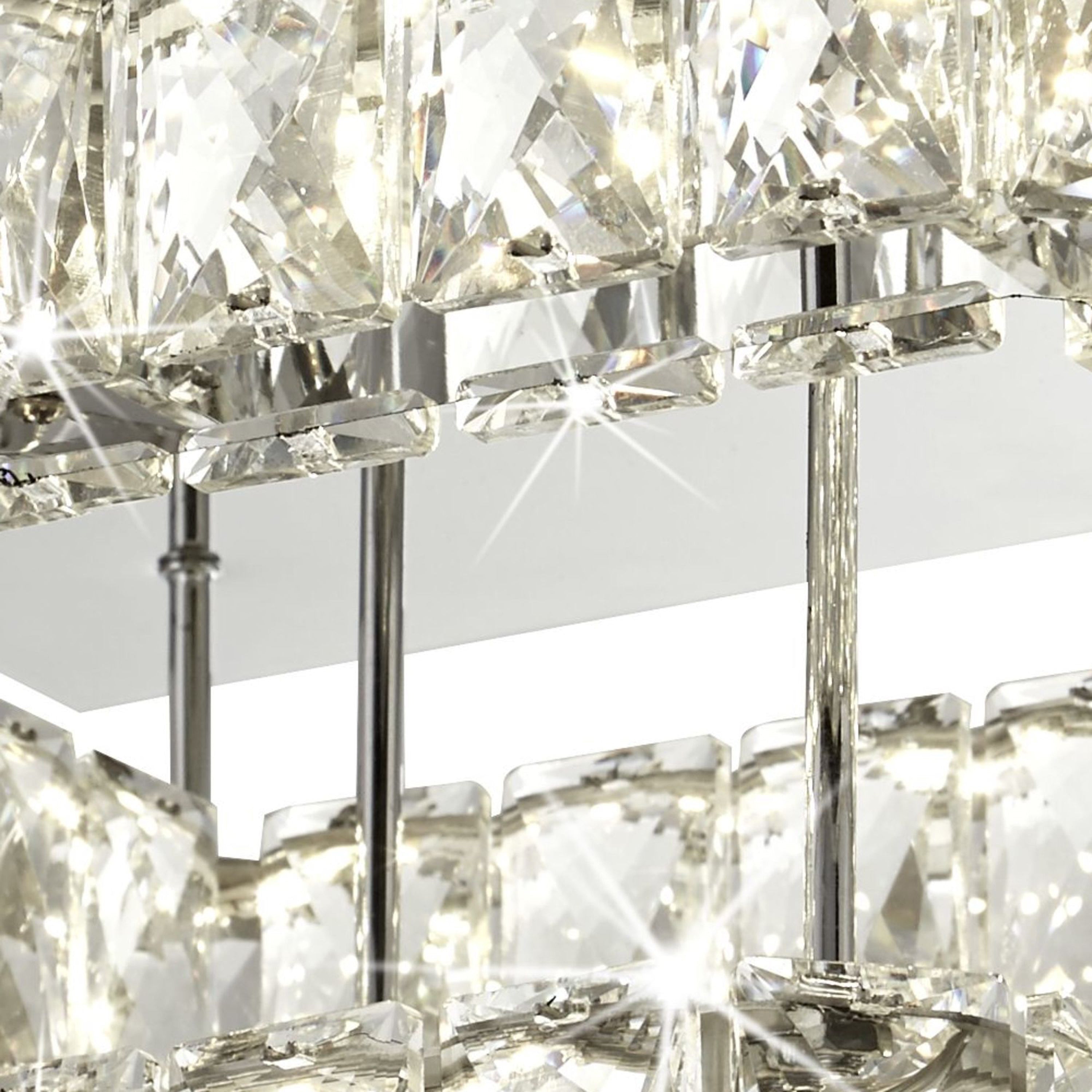 Searchlight Canarvan 2 Tier LED Ceiling Flush - Polished Chrome & Crystal