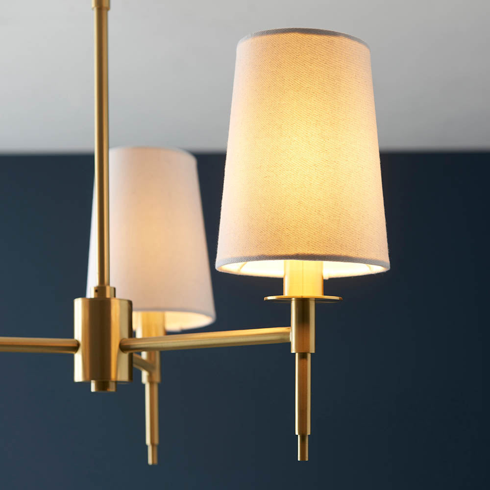 Utopia Eton 3 Light Multi Arm Pendant - Satin Brass & Tapered Shades