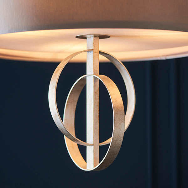 Utopia Interlink 3 Light Pendant - Antique Silver Leaf With Mink Shade - 60cm Diameter