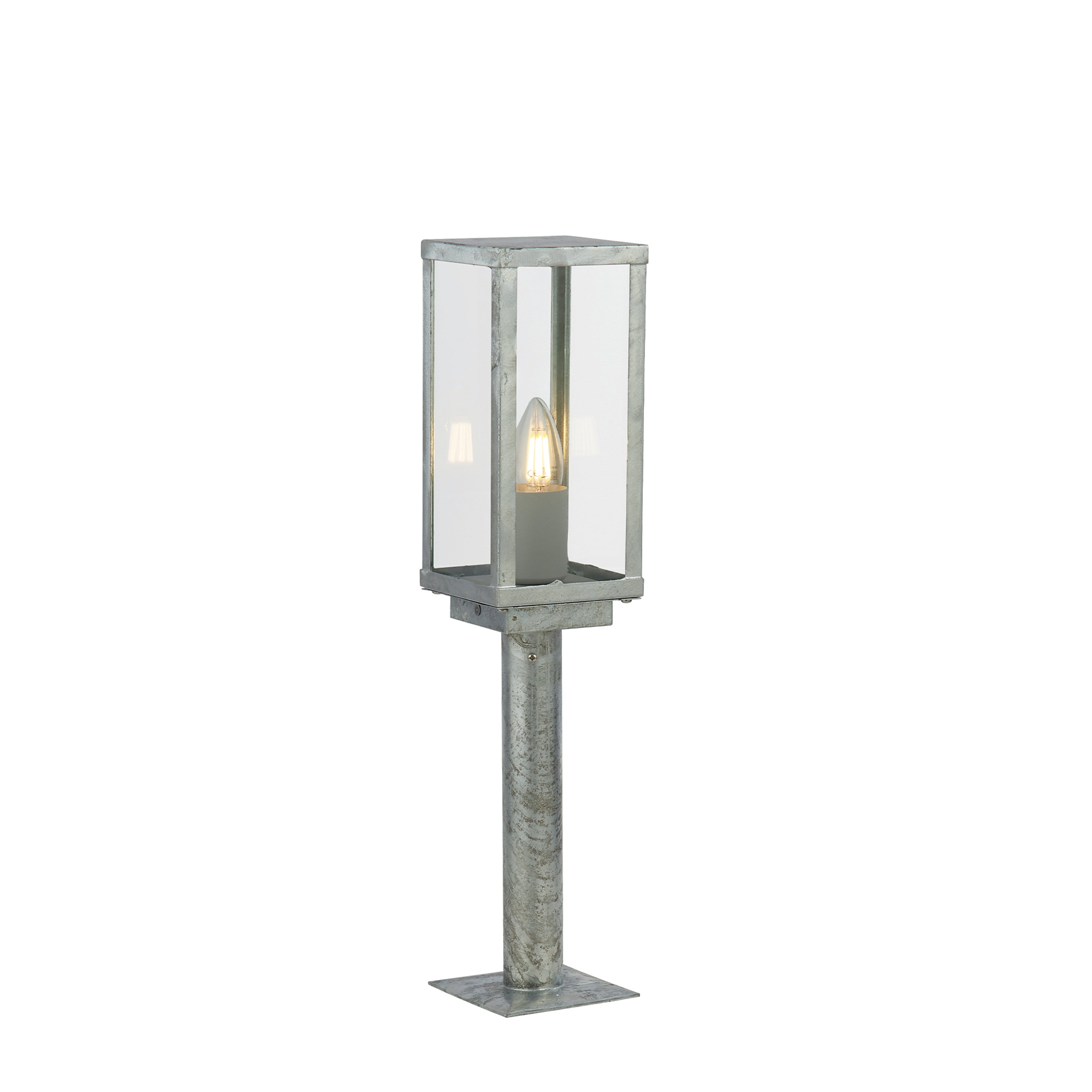 Searchlight Byron II 500mm Outdoor IP44 Post - Silver & Clear Glass