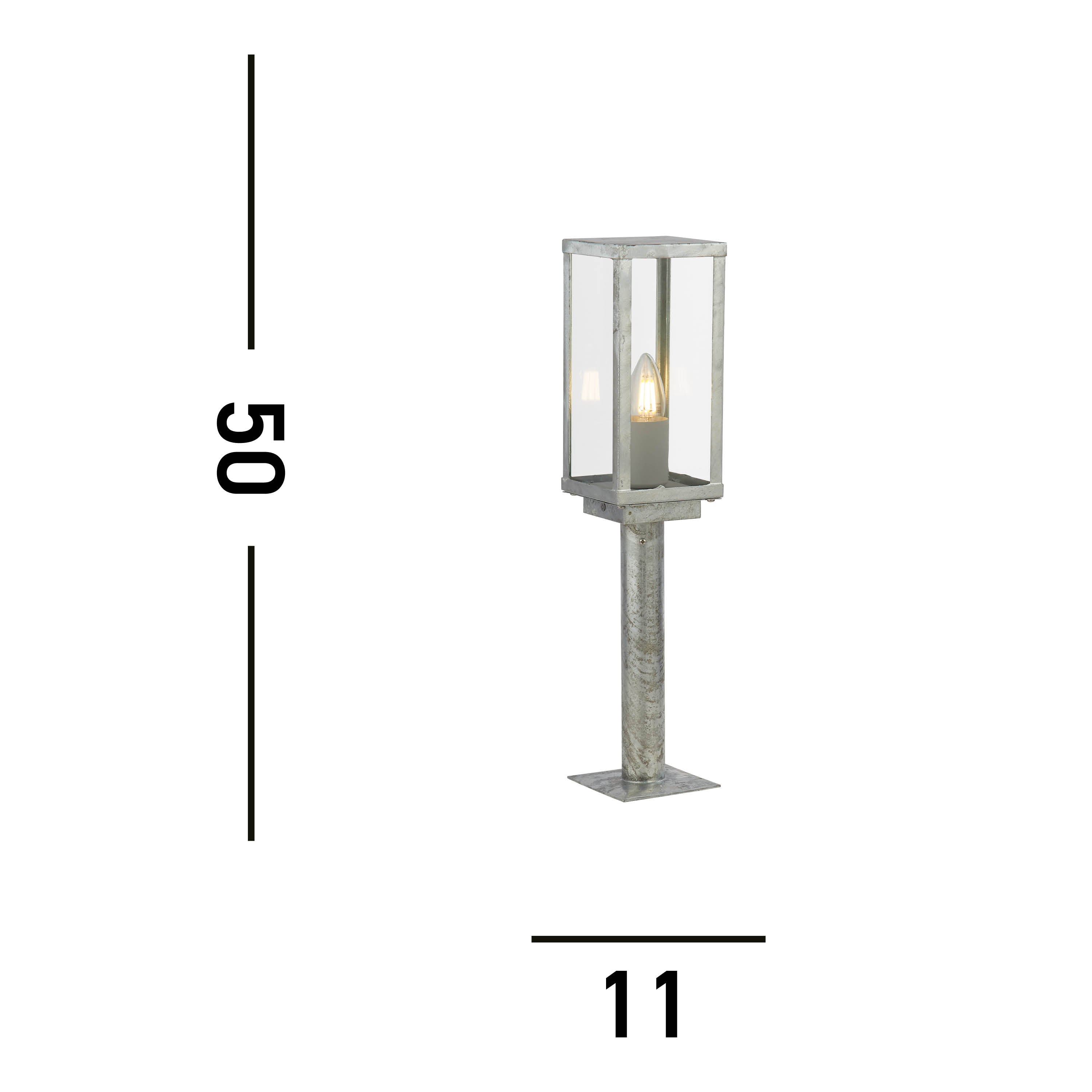 Searchlight Byron II 500mm Outdoor IP44 Post - Silver & Clear Glass