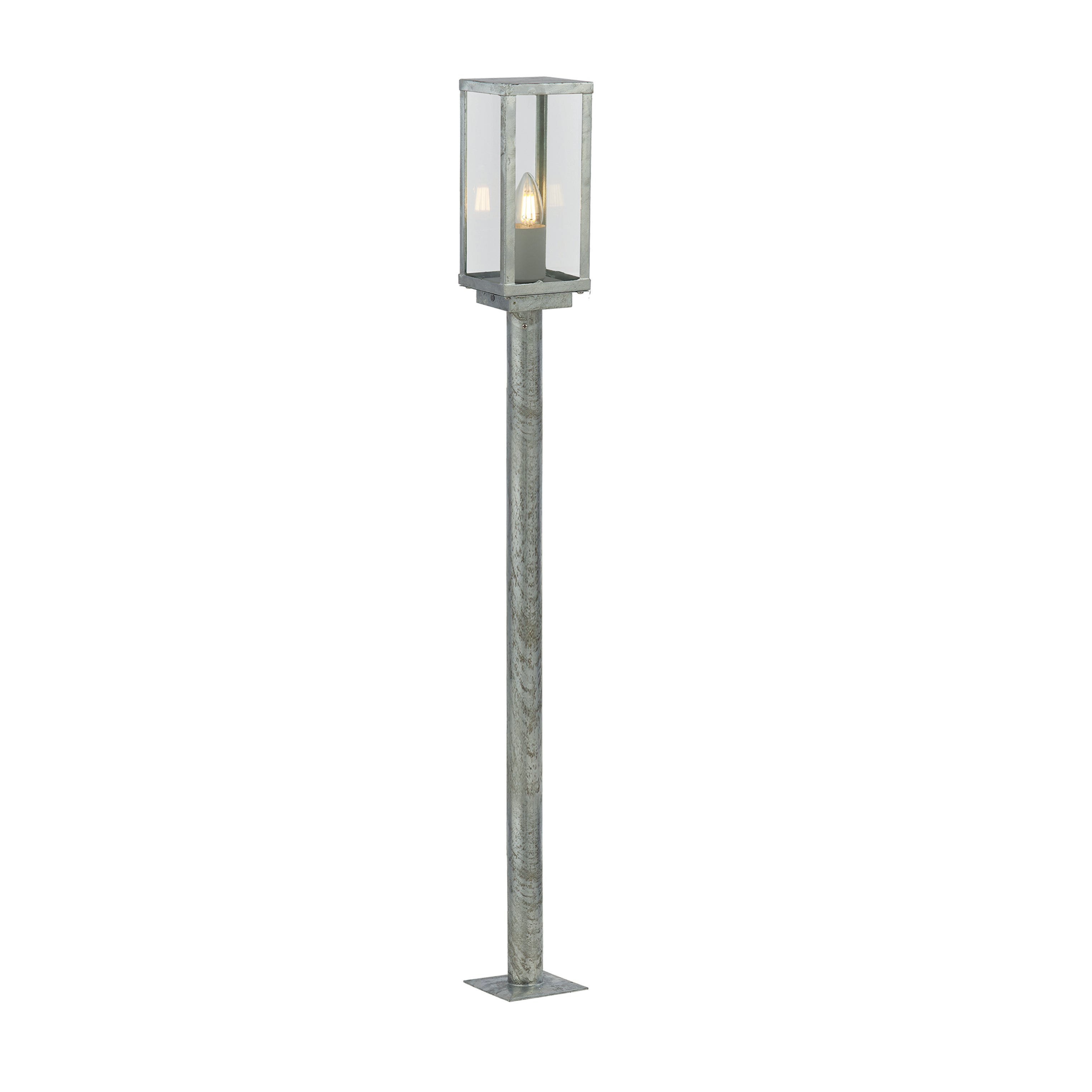 Searchlight Byron II 900mm Outdoor IP44 Post - Silver & Clear Glass