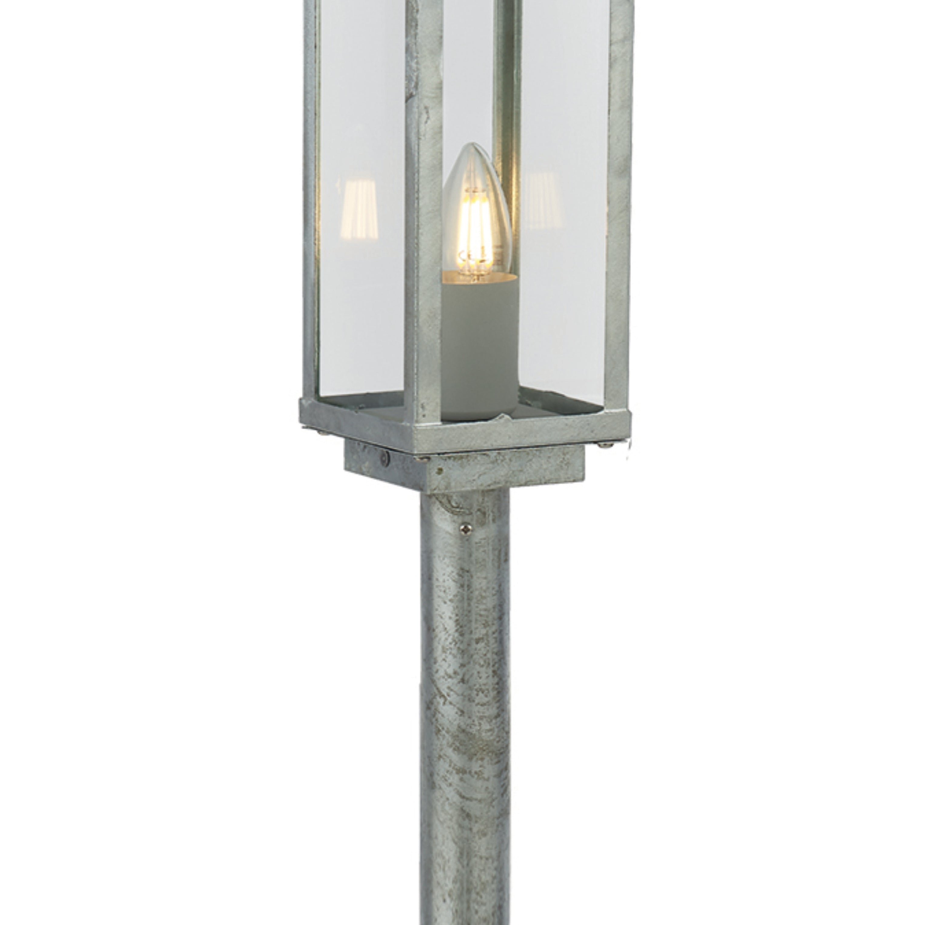 Searchlight Byron II 900mm Outdoor IP44 Post - Silver & Clear Glass
