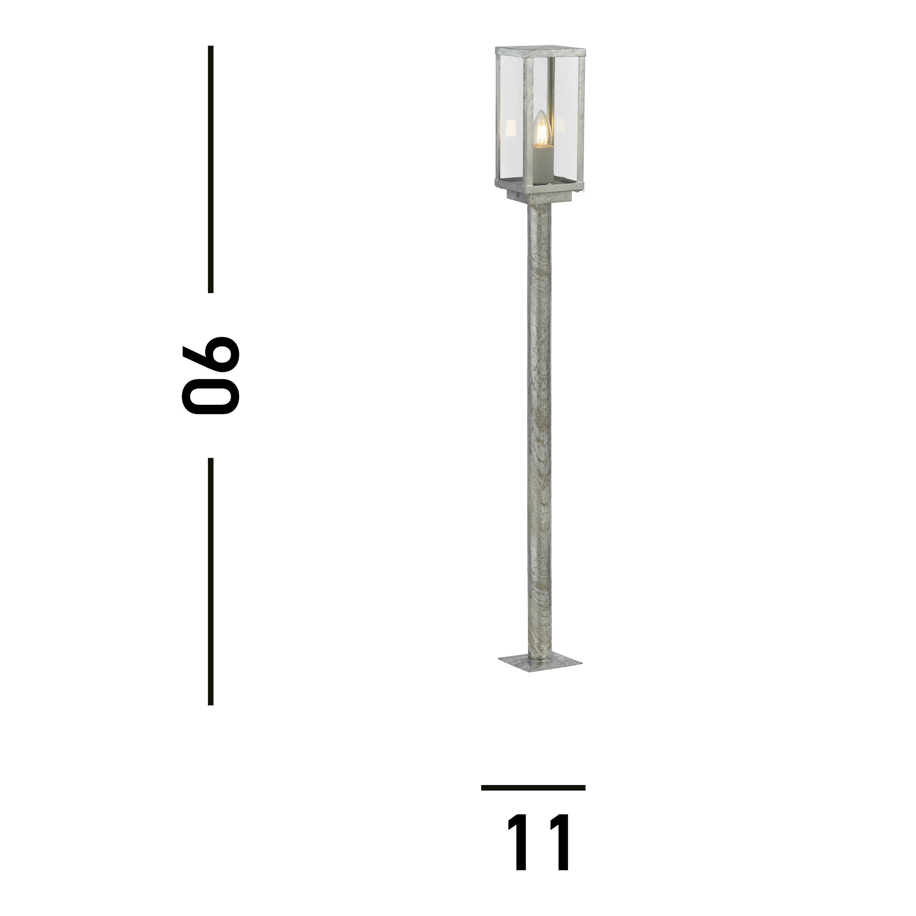 Searchlight Byron II 900mm Outdoor IP44 Post - Silver & Clear Glass
