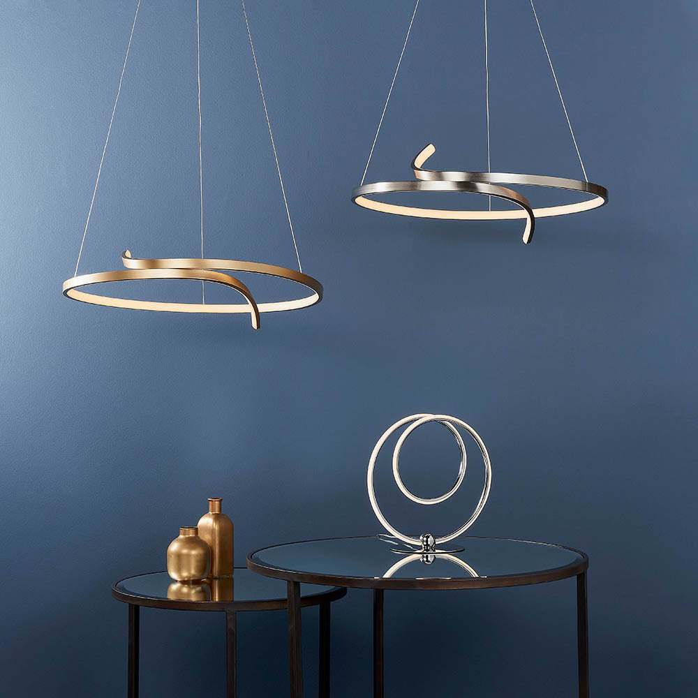 Endon Rafe Single Light Pendant - Brushed Gold Plated Finish & White Silicone