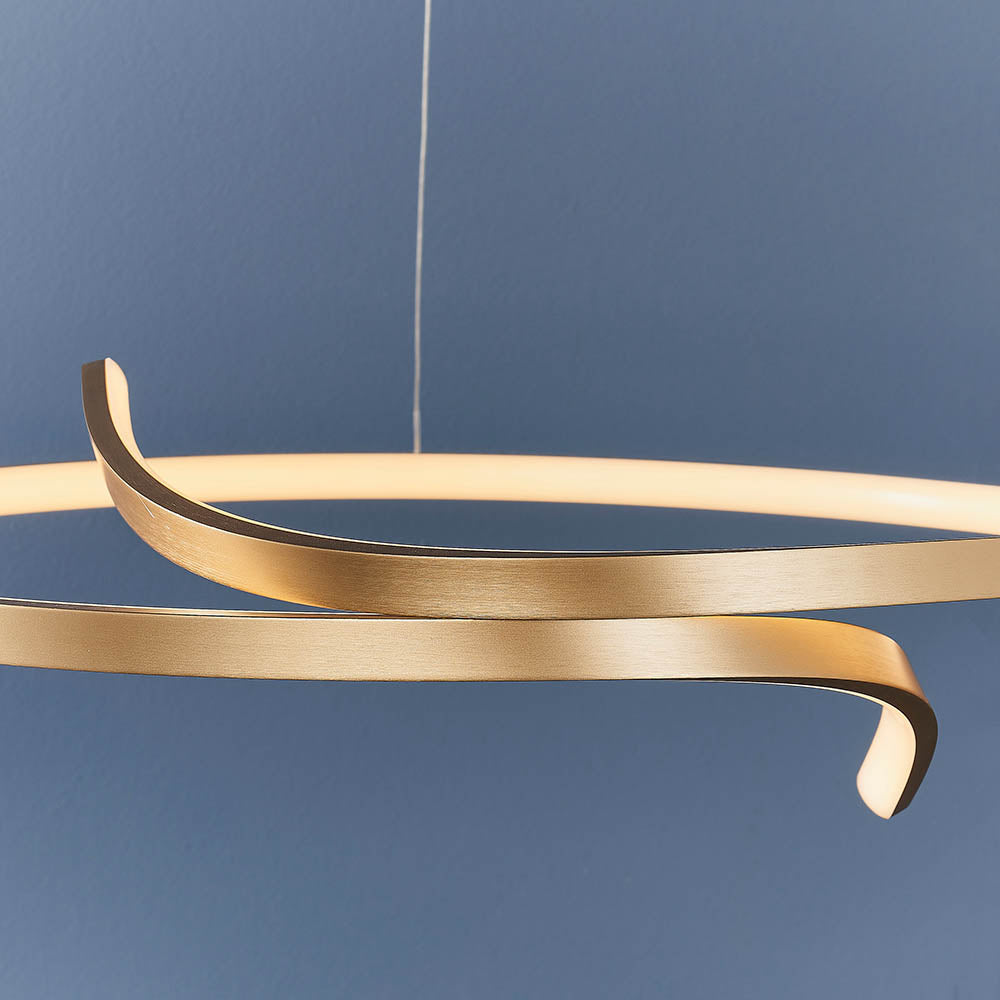 Endon Rafe Single Light Pendant - Brushed Gold Plated Finish & White Silicone