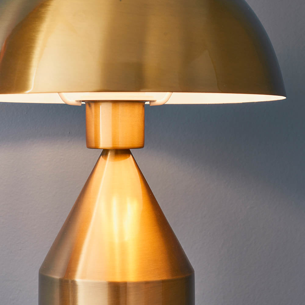 Endon Nova Single Light Table Lamp - Antique Brass Plate & Gloss White
