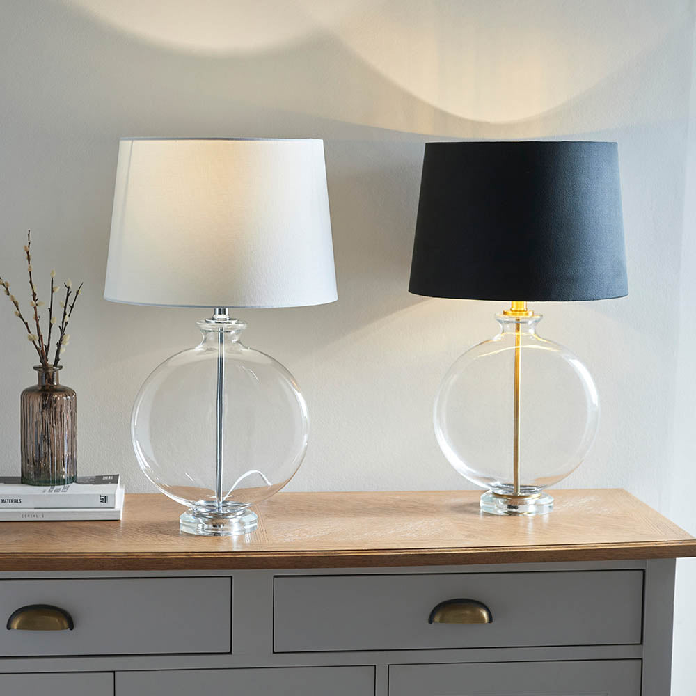 Endon Gideon Single Light Table Lamp - Clear Glass & Nickel Plate