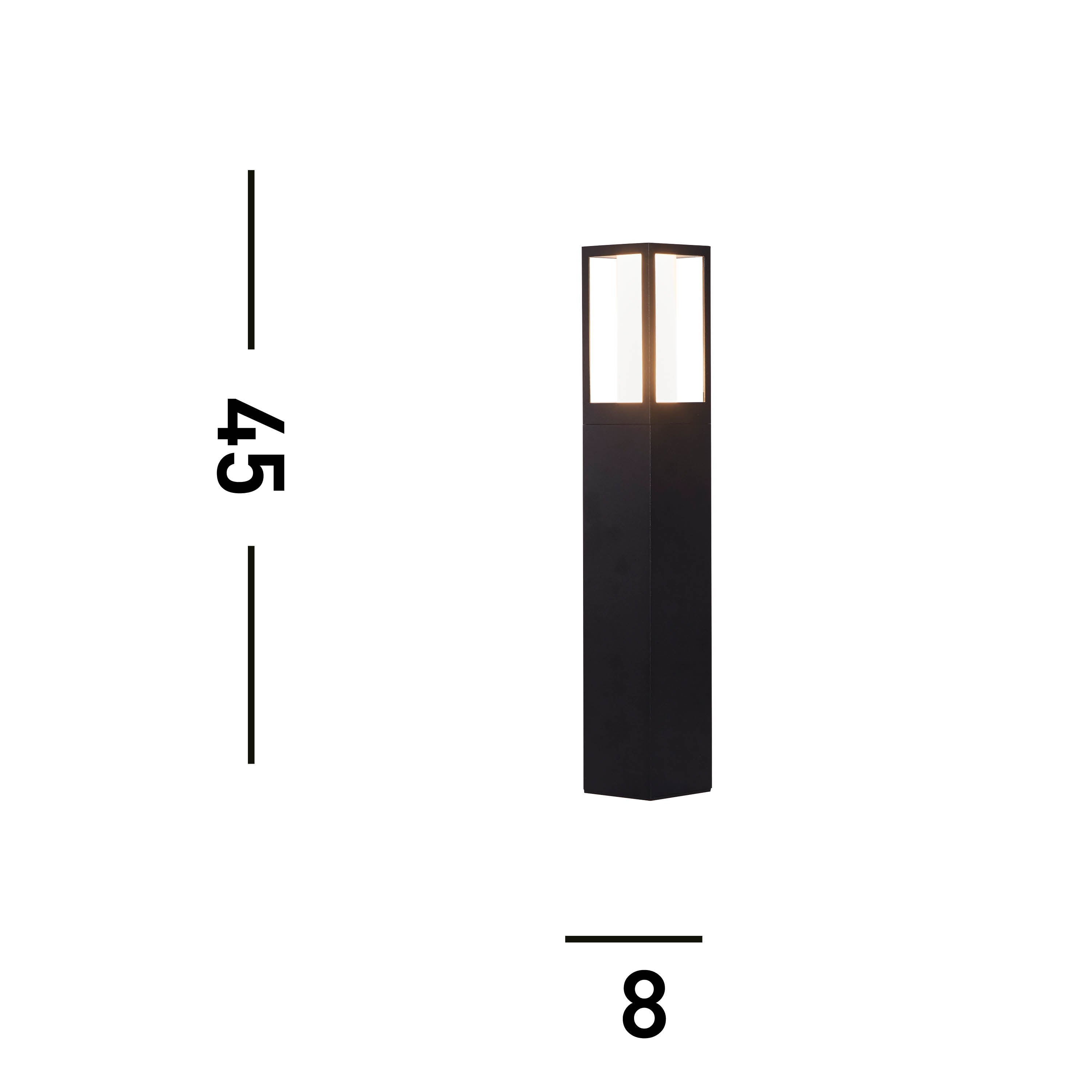 Searchlight Badminton 450mm Outdoor Post - Black & Matt White Polycarbonate