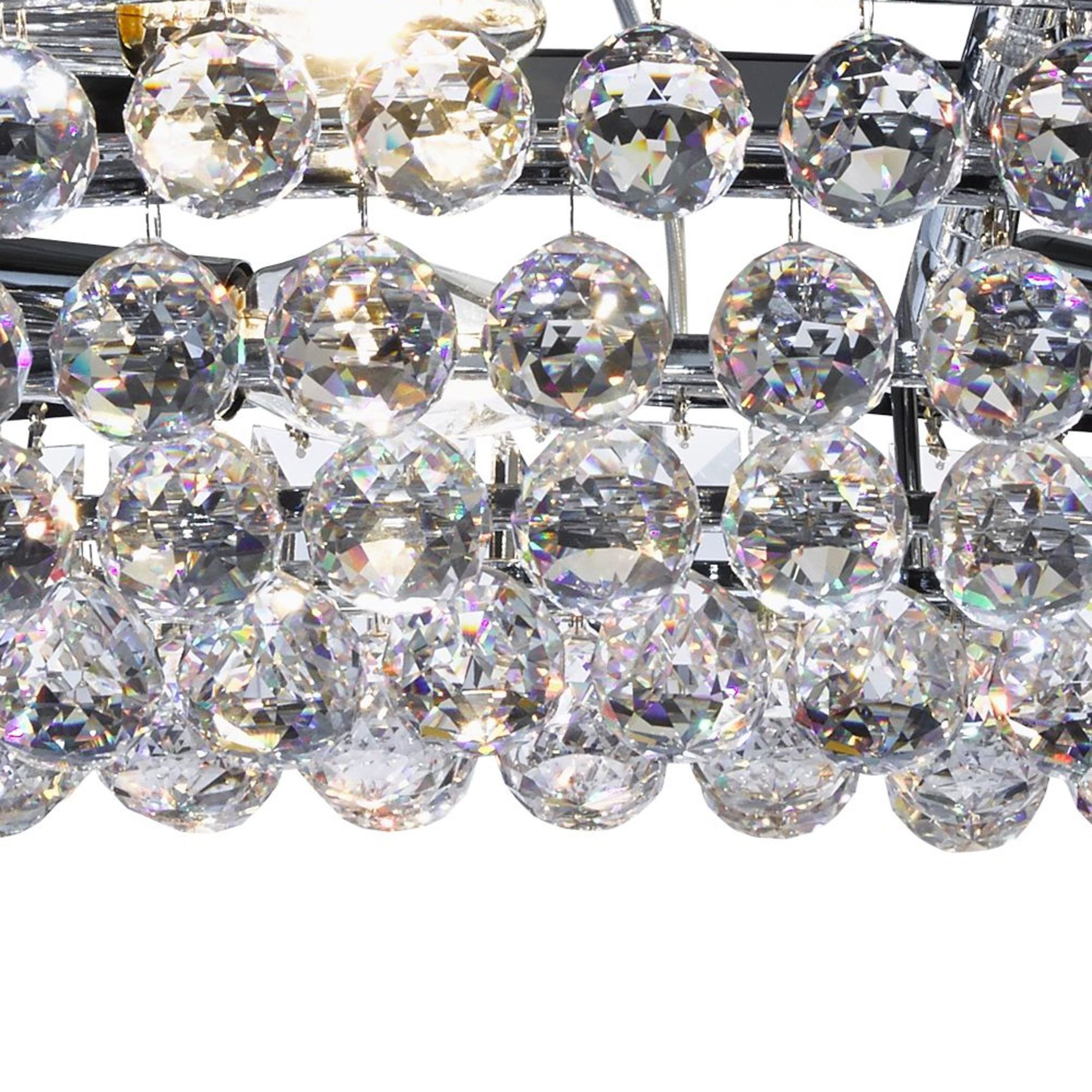 Searchlight Vivian 24 Light Oval Pendant - Chrome, Clear Coffin & Ball Drops