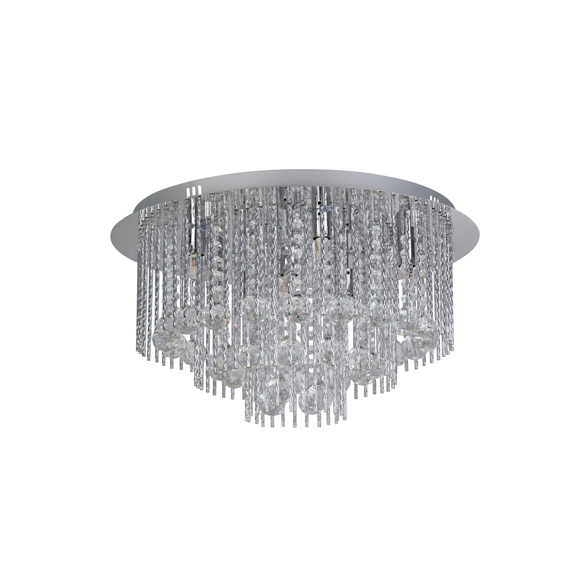 Searchlight Barrington 8 Light Blue LED Ceiling Flush - Chrome & Crystal