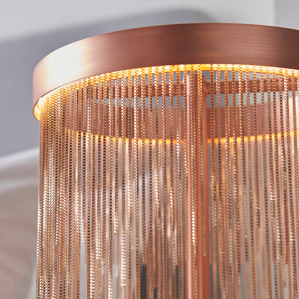 Endon Zelma Single Light Table Lamp - Brushed Copper Plate & Copper
