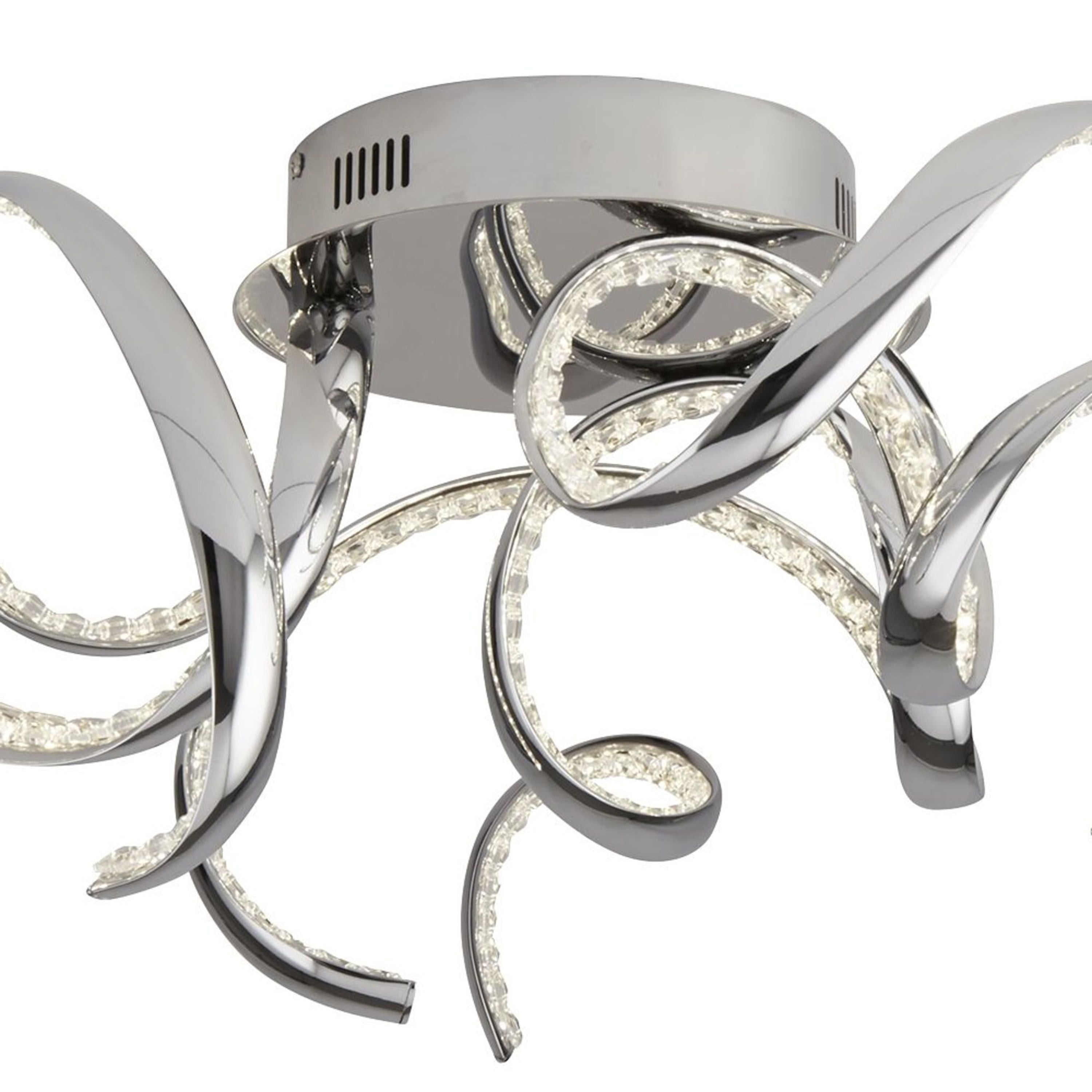Searchlight Tennyson LED Flush Ceiling Light - Chrome & Clear Crystal
