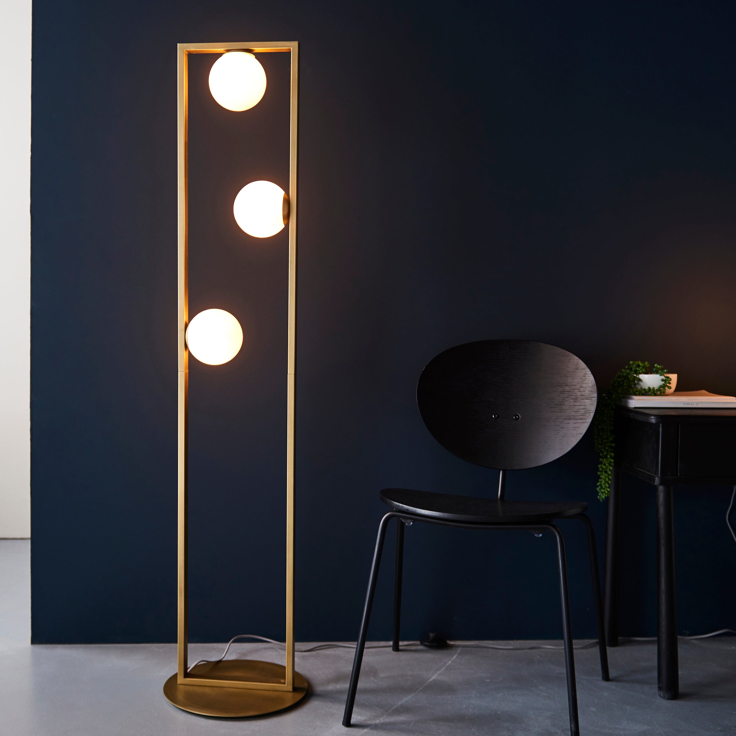 Endon Teo 3 Light Floor Lamp - Brushed Gold