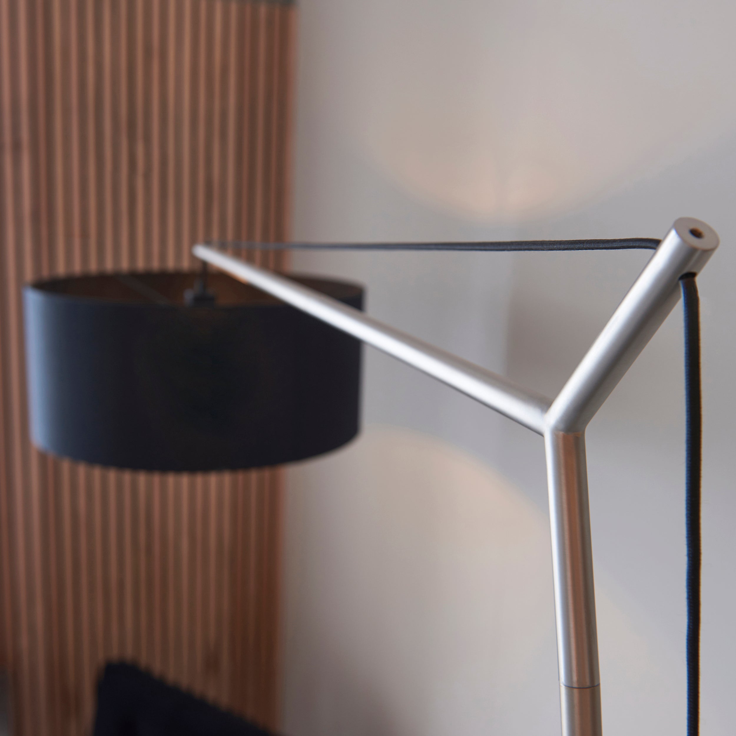 Endon Point Floor Lamp - Matt Nickel And Black Shade