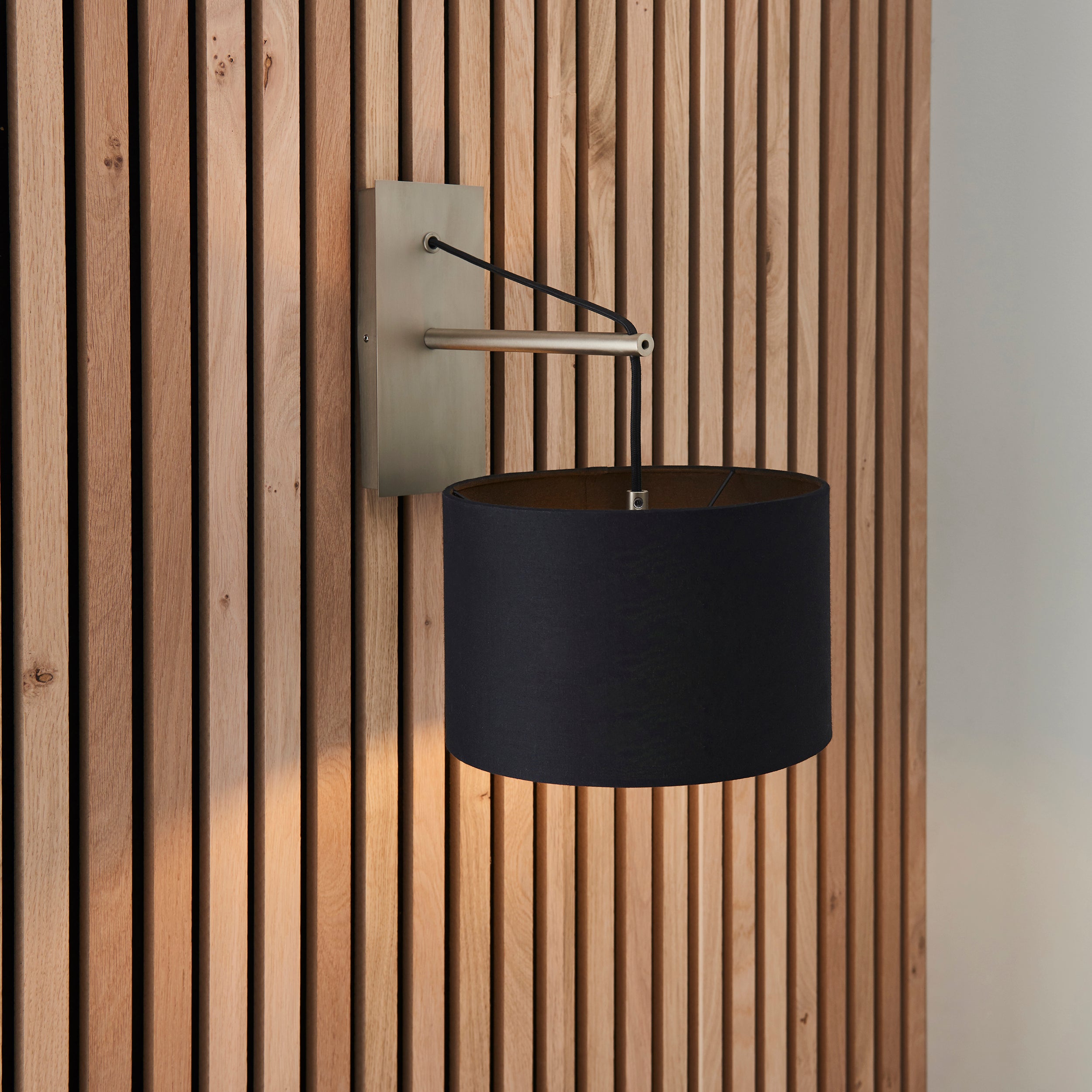 Endon Point Wall Light - Matt Nickel And Black Shade