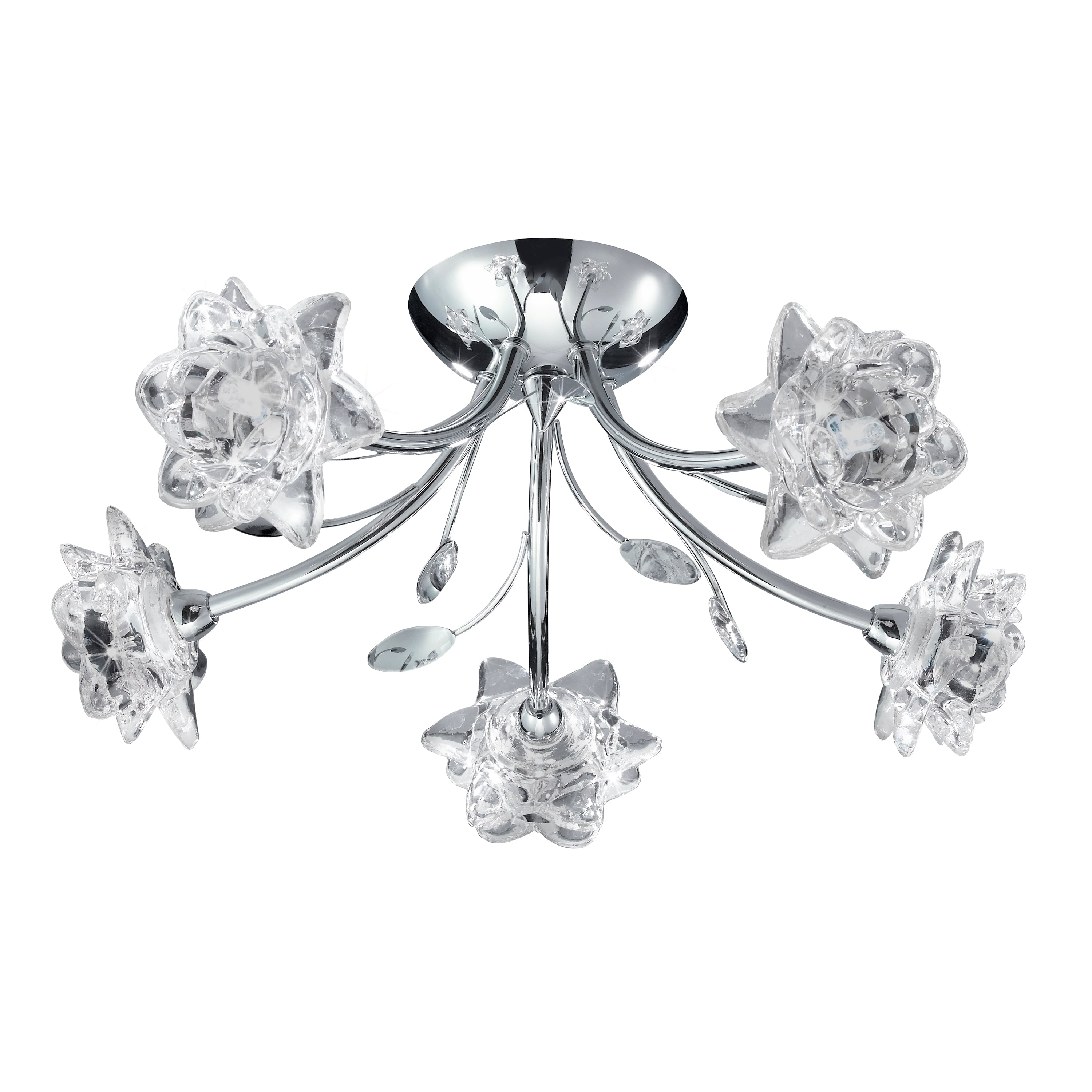 Searchlight Bay 5 Light Semi-Flush Ceiling Light - Chrome & Clear Glass
