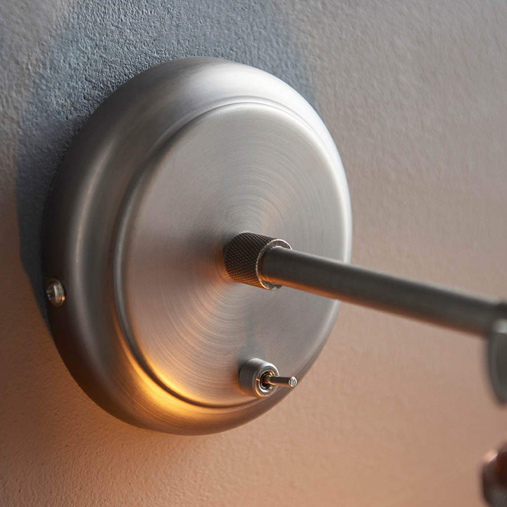 Endon Hal Single Light Wall Light with Glass Shade - Aged Pewter & Aged Copper Plate